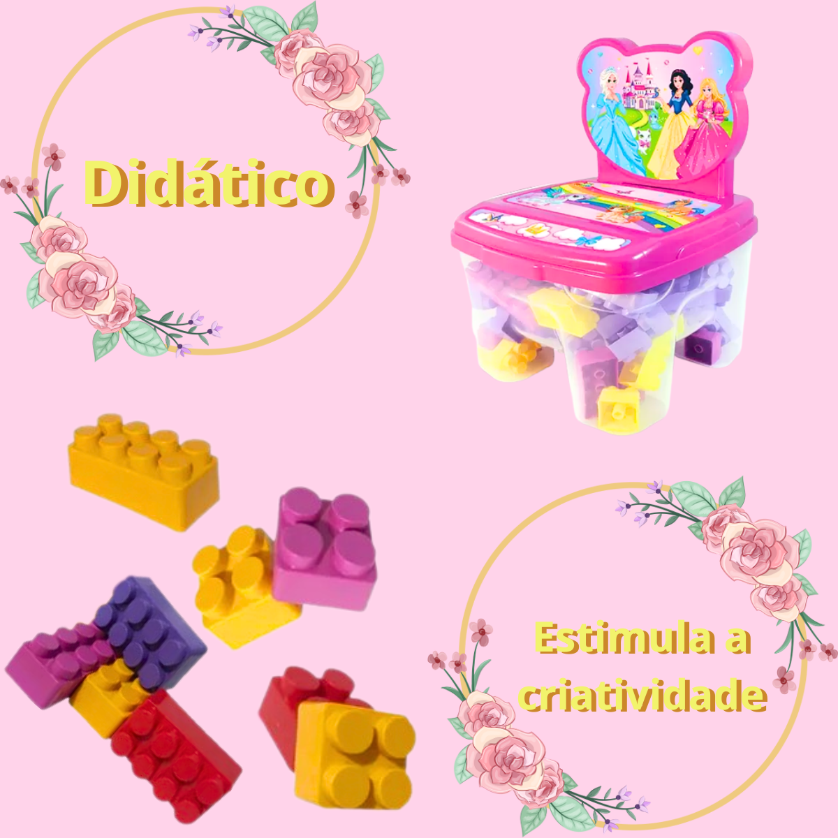 Cadeirinha blocos 48pçs Princesas (3)