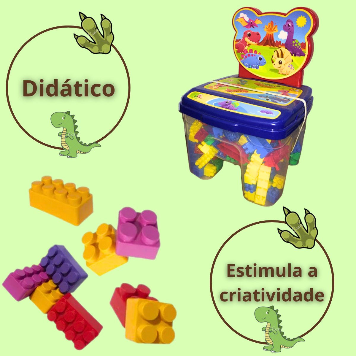 Cadeirinha Blocos 24 peças Dino Azul (3)