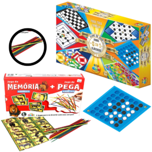 KIT 6 JOGOS EM 1 + PEGA VARETA + JOGO MEMORIA ANIMAIS