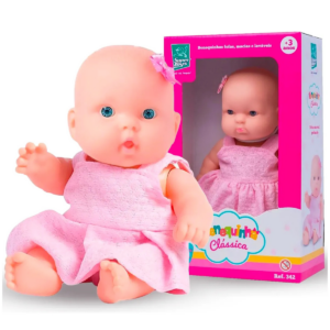 BONECA NENEQUINHA BABY VESTIDO ROSA