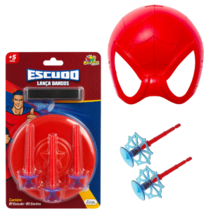 KIT ESCUDO LANCA DARDOS VENTOSA + MASCARA ARANHA