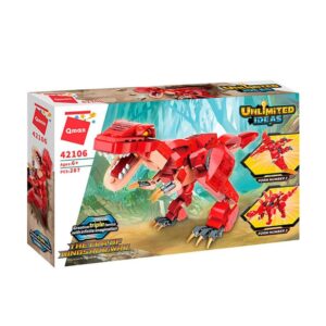 BLOCO DE MONTAR COMBO DINOSSAUROS VERMELHOS 3 EM 1 UNLIMITED IDEAS